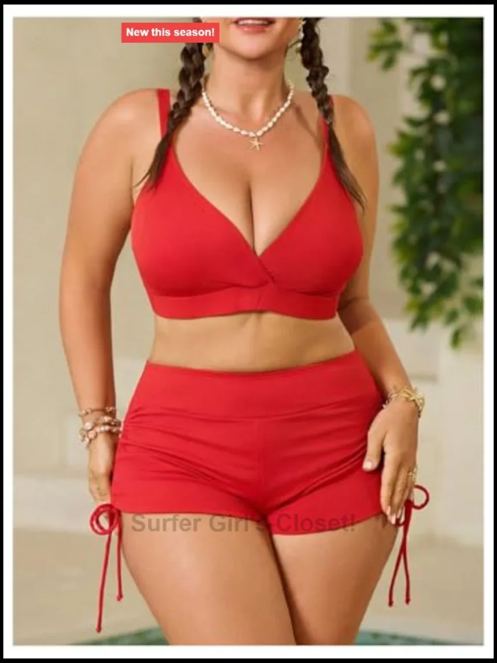 Plus Size 3 Piece Bikini Set with Cover Up High Waisted Boyshorts